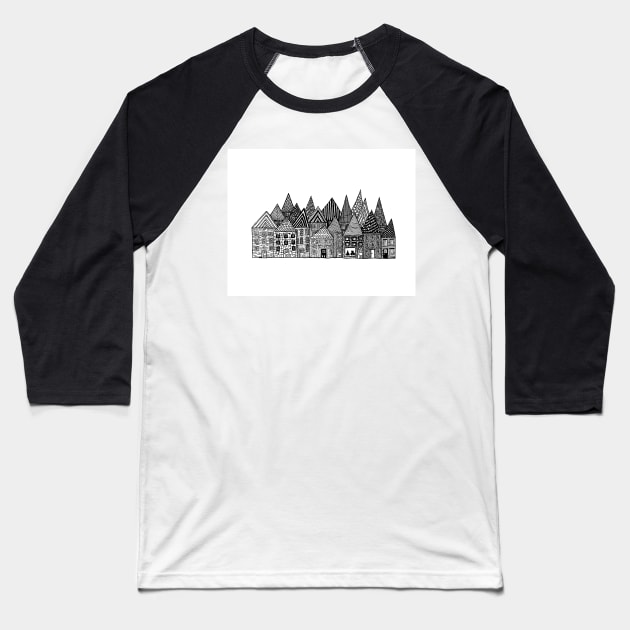 Medieval Village I Baseball T-Shirt by marilynllowe